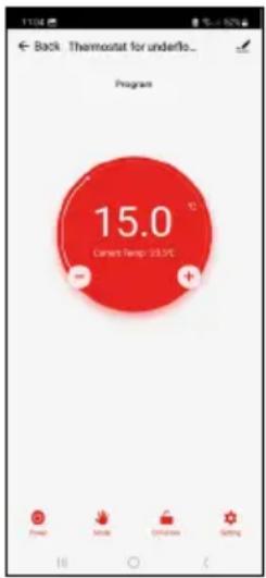 Back Thermostat for underlo... Program 15.0 Current Temp: 23.0°C