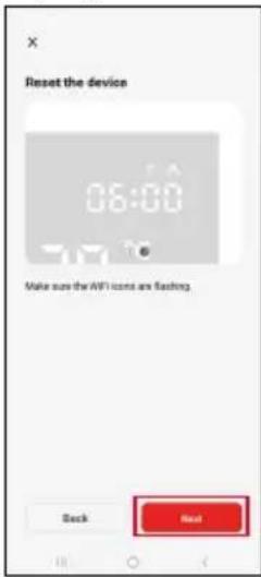 Reset the device 06:00 Make sure the A/FI icon are flashing Back Read