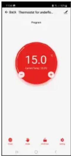 Back Thermostat for underflo... Program 15.0 Current Temp: 23.0%