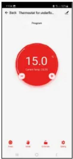 Back Thermostat for underlo... Program 15.0 Current Temp: 23.0%