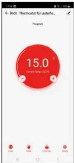 Back Thermostat for underlo... Program 15.0 Current Temp: 28.0% +