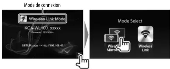 KENWOOD KCAWL100 - Duplication de l'écran de l'appareil Android sur l'ampli-tuner AV—Mode de duplication d'écran sans fil - 1
