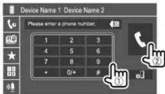 KENWOOD DDX5018BT - Sélectionnez le numéro de téléphone (①), puis passez un appel (②). - 1