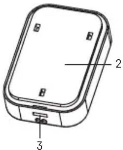 Technical diagram of a rectangular electronic device with labeled parts 2 and 3