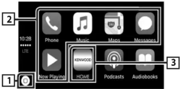 KENWOOD DDX9704S - Boutons de commande et applications disponibles sur l'écran d'accueil de CarPlay - 1