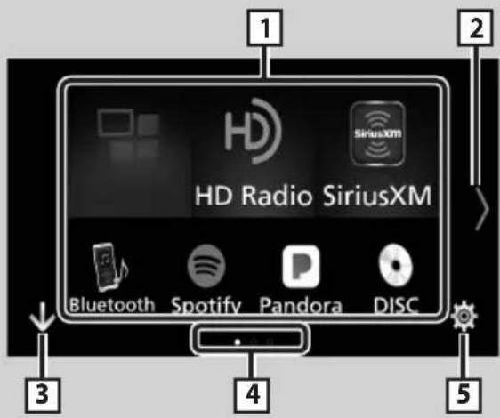 KENWOOD DDX9704S - Descriptions de l'écran de sélection de source - 1