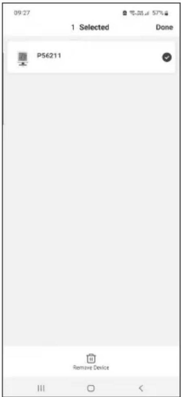 09:27 1 Selected Done P56211 Remove Device