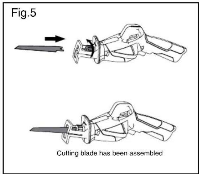 YARDFORCE GDGS12 - Inserting/Replacing the Saw Blade To install the blade (Fig.5) - 1