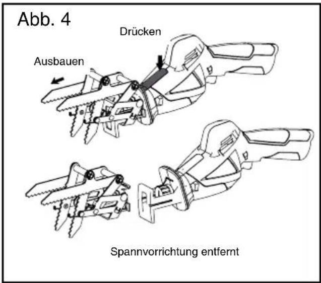 YARDFORCE GDGS12 - Entfernen der Spannvorrichtung (Abb. 4) - 1