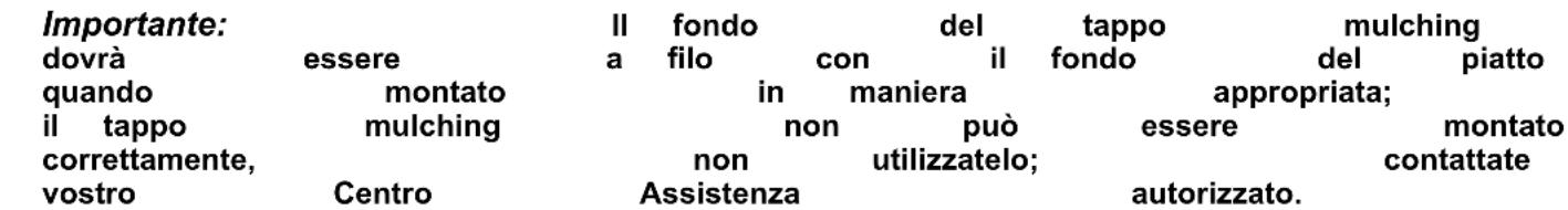 Importante: dovrà essere quando montato il tappo mulching correttamente, vostro Centro Il a fondo filo in non non non assistenza del il maniera può utilizzatelo; tappo fondo appropriata; essere essere montato autorizzato. mulching del piatto