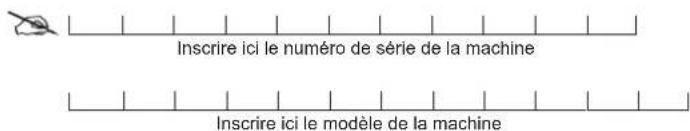 Inscrire ici le numéro de série de la machine Inscrire ici le modèle de la machine