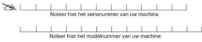 Noteer hier het serienummer van uw machine Noteer hier het modelnummer van uw machine