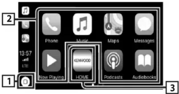 KENWOOD DDX9905S - Boutons de commande et applications disponibles sur l'écran d'accueil de CarPlay - 1
