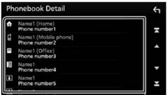KENWOOD DDX9905S - Sélectionnez dans la liste le numéro de téléphone. - 1