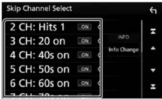 KENWOOD DDX9905S - Touchez chaque canal dans la liste puis réglez-le sur ON ou OFF. - 1