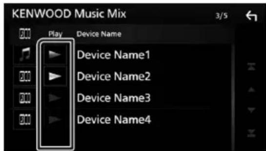 KENWOOD DDX9705S - Touchez ▶ (blanc) sur la gauche du nom de l'appareil qui doit être lu. - 1