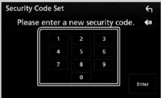 KENWOOD DDX9705S - Saisissez un code de sécurité à 4 chiffres et touchez [Enter]. - 1