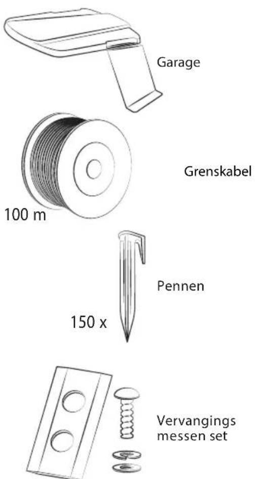 Garage Grenskabel 100 m Pennen 150 x Vervangings messen set