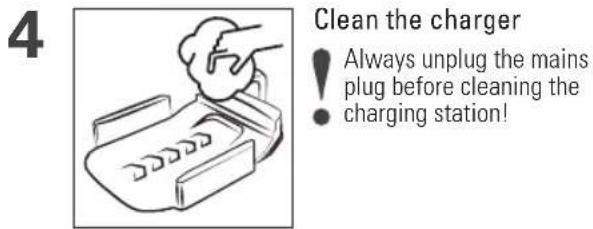4 Clean the charger ! Always unplug the mains plug before cleaning the charging station!