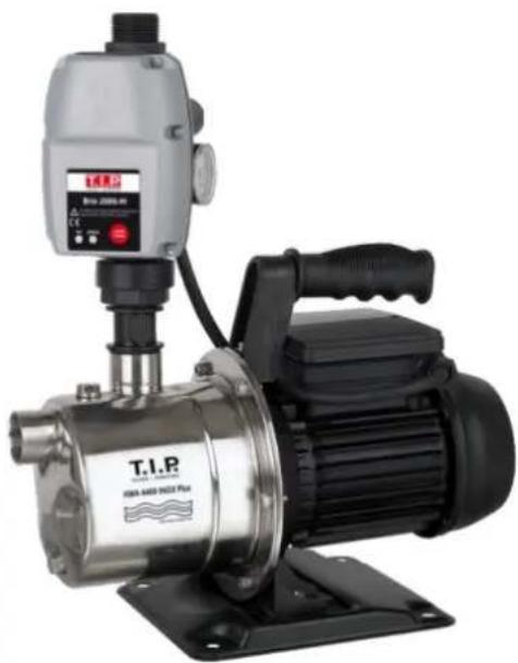 Exterior view of a T.I.P. industrial pump with control panel and motor (no visible text or symbols on the equipment body)