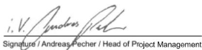 i.V. Andres Pecher Signature / Andreas Pecher / Head of Project Management