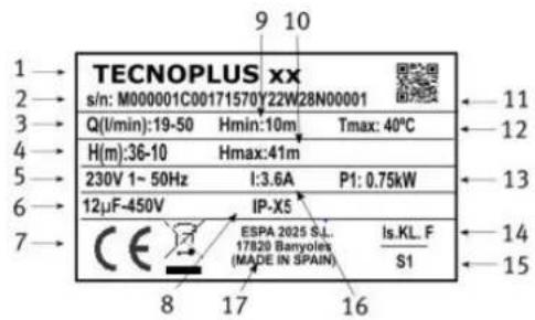 ESPA Tecnoplus 25 - PLACA DE IDENTIFICAÇÃO - 1