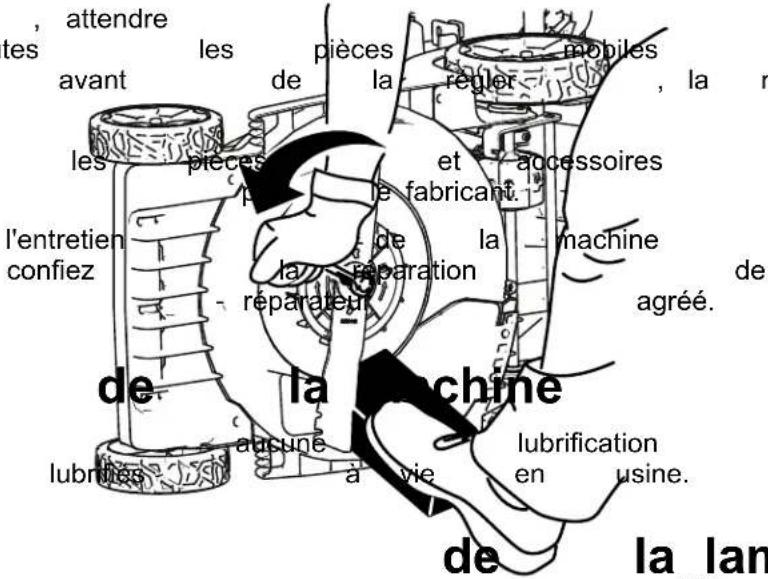 , attendre tes avant les de la pièces regler mobiles , la r les pièces et accessoires l'entretien confiez de fabricant la machine de réparateur agréé. de la lubrìtes aucune à vie lubrification en usine. de la lan