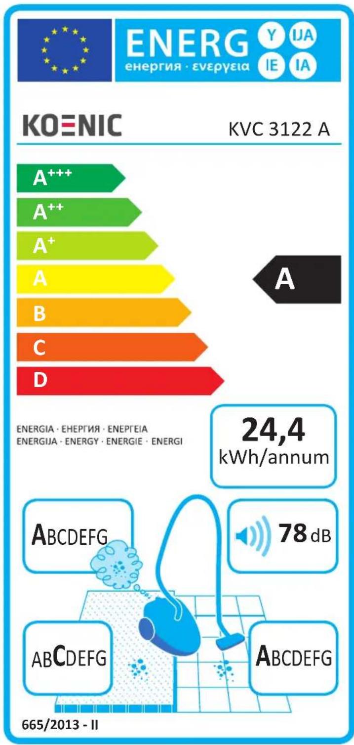 Koenic KVC 3122 A - PRODUKTDATENBLATT // PRODUCT FICHE // FICHA DE PRODUCTO // FICHE PRODUIT - 1
