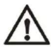 Safety warning diagram showing a pump with water drop and warning symbols including 'MIN' and warning labels