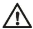 Safety warning diagram showing a pump with water drop and warning symbols including 'MIN' and warning labels
