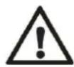 Safety warning diagram showing a pump with water drop and warning symbols including 'MIN' and warning labels