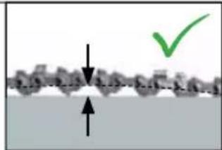 Diagram showing a cross-section with arrows and a green checkmark, likely indicating a measurement or inspection step.