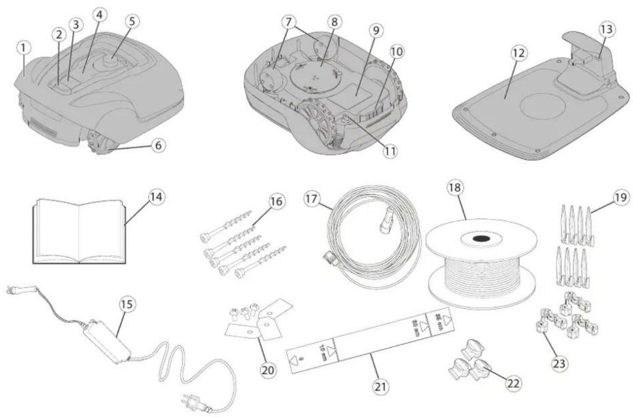Exploded view diagram of electronic devices with numbered parts and labeled components