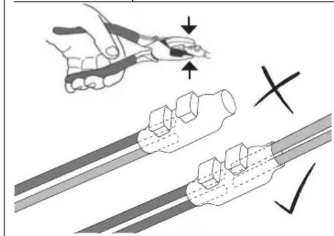 Diagram illustrating hand tool application on a tool, showing correct and incorrect states with checkmark indicators