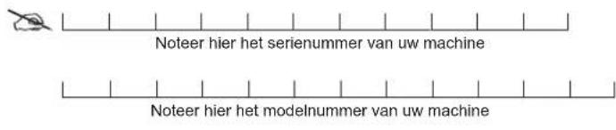 Noteer hier het serienummer van uw machine Noteer hier het modelnummer van uw machine