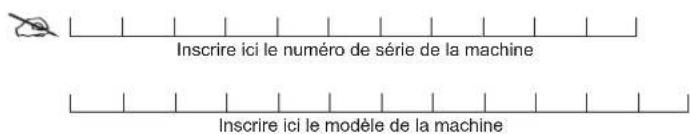 Inscrire ici le numéro de série de la machine Inscrire ici le modèle de la machine