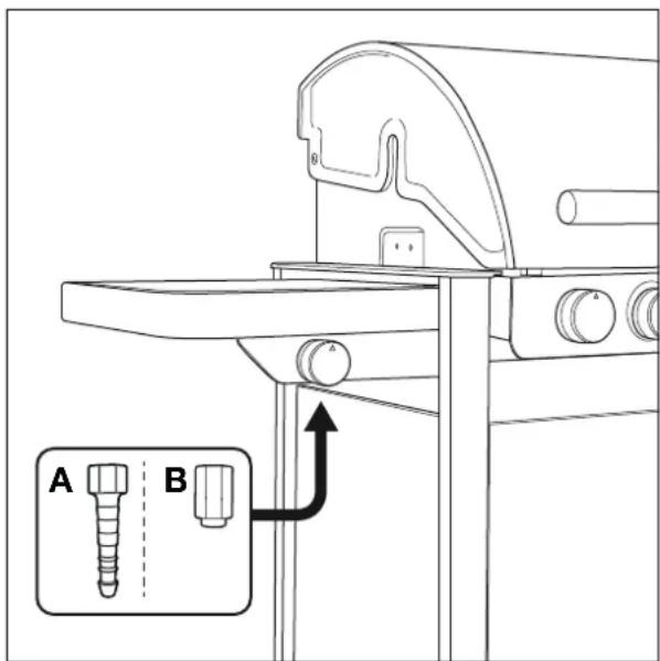 BARBECOOK Stella 4311 - Anschließen des Schlauchs an das Gerät - 2