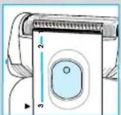 Diagram of a device with labeled parts and measurement indicators