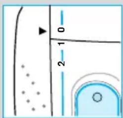 Diagram with labeled vertical line and circular elements, possibly indicating a measurement or scale