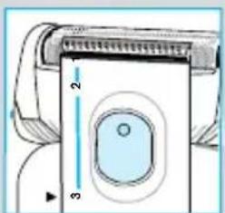 Diagram of a device with labeled parts and measurement indicators