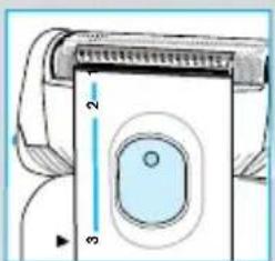 Diagram of a device with labeled parts and measurement indicators