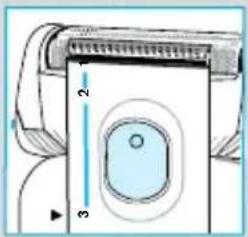 Diagram showing a device with labeled parts and measurement indicators