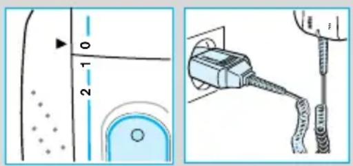 Technical diagram showing a device with labeled parts and a close-up of its cable, likely illustrating a physical or mechanical setup.