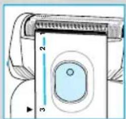 Diagram of a device with labeled parts and measurement indicators