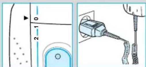 Diagram showing a device with labeled parts and a close-up of its cable, likely illustrating a mechanical or electrical component.