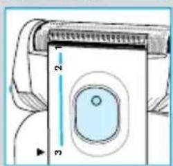 Diagram showing a device with labeled parts and measurement indicators