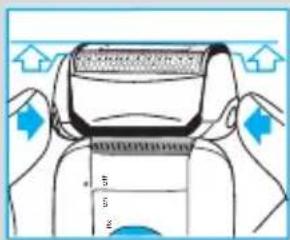 Diagram showing a person's hair cutting process with measurement scale and directional arrows indicating movement
