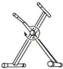Pure mechanical diagram of a X-shaped lever mechanism without any text or symbols