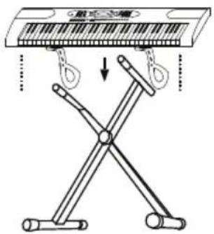 Diagram showing a folding chair with a hanging rack and clamping mechanism, illustrating mechanical or electrical setup.