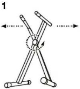 Diagram of a mechanical clamp or lever mechanism with directional arrows (no text or labels)